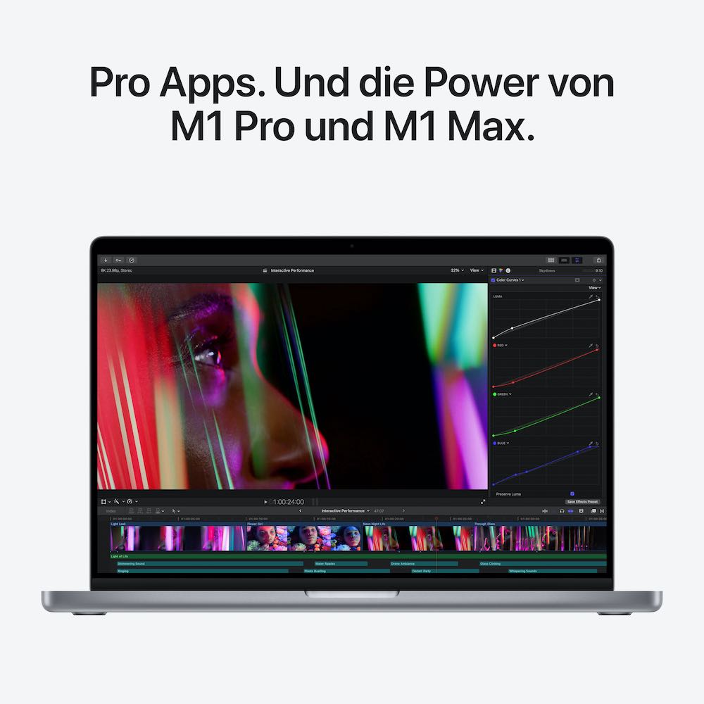 Apple MacBook Pro 16" (2021), Space Grau, 10-Core CPU / 16-Core GPU, 16 GB RAM, 1TB SSD