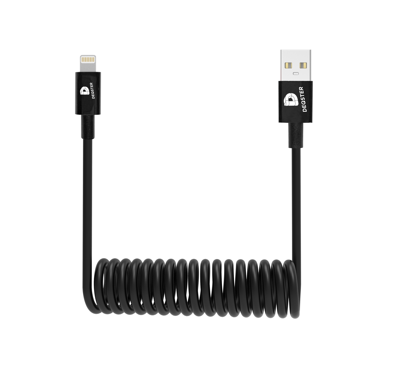 Ladekabel Lightning/ USB-A Spiralkabel, Apple MFi Zertifiziert, 0,38m - 1m, schwarz